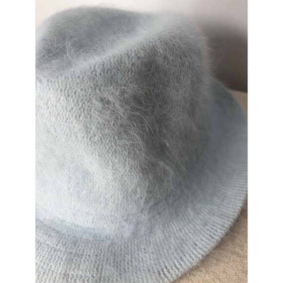 NEW VTG Winter Womans Angora Gatsby Bucket Hat Light Blue One Size  Fuzzy - Picture 2 of 9